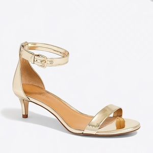 J crew gold kitten heels strap sandal